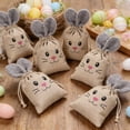 thumbnail image 4 of Juego de 6 bolsas de regalo de arpillera orejada de conejo de Pascua, bolsitas reutilizables de caramelos de lino para niños, detalles para fiesta y bolsas de regalos de primavera, 4 of 6