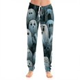 thumbnail image 2 of Hearthz Halloween Print Women Pajama Pants Ghost Pumpkin Bat Print Jogger Lounge Pants Elastic Waist Woman Lounge Pants with Cuffed Ankles, 2 of 6