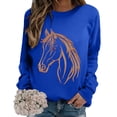 thumbnail image 6 of IMENGL Casual Crewneck Sweatshirt for Womens Hoodless Horse Print Riding Horse Lover Long Sleeve Neck Tops Shirts Loose Fit Pullover Women's Oversized Sweatshirts,S-3XL, 6 of 7
