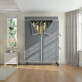 thumbnail image 4 of VIPEK R2C Plus Heavy Duty Rolling Garment Rack with Cover Clothing Rack Portable Closets with Adjustable 3 Wire Shelving, Double Rods, Freestanding Wardrobe, Black Rack with Grey Cover, 4 of 8