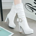 thumbnail image 2 of Fesfesfes Riding Boots For Women Shoes Fashion Solid Color Mid-calf Round Toe High Heel Slip-on Knight US:9(42), 2 of 4