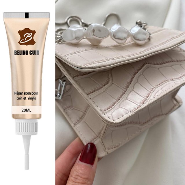 Gel de reparación de cuero de 20 ml, pasta de crema para rasguños para asientos de automóviles, sofás, agujeros (Beige)