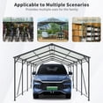 thumbnail image 4 of IMagacFun 13x26.5 Metal Heavy Duty Carport Outdoor Canopy with Galvanized Steel Roof and Frame,Large Garage with 4 Fixed inclined square tube supports for Driveway Car,Truck, 4 of 8
