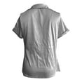 thumbnail image 5 of XIAOCHA Women's Cowl Neck Satin Blouses Short Sleeve Turn Down Collar Pullover Top Elegant Office Tops, 5 of 5