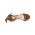 thumbnail image 4 of BLISSFUL STEP Women's Shoes Faux Suede Lace Up Open Toe Kitten Heel Cushioned Footbed Sandals  Brown 9, 4 of 7