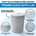 thumbnail image 6 of Plexon 20 Gallon Metal Trash Can with Lid Outdoor Large Trash Bin Steel Garbage Can for Garage Patio Farmhouse Bucket Bird Seed Storage Can Heavy Duty Round Container, 6 of 9
