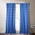 thumbnail image 2 of Poplin Buffalo Checkered Window Curtain 56 Inch Wide Black and Blue, 2 of 4