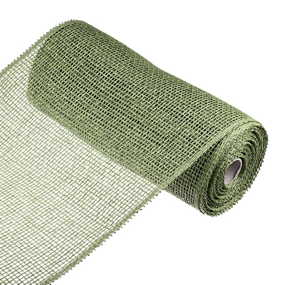 Uxcell PP Burlap Mesh 10" x 10 Yards Decorative Wrapping Ribbon, Dark Green 1 Roll