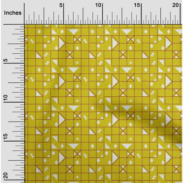 oneOone Cotton Silk Fabric Diamond & Triangle Geometric Printed Craft Fabric BTY 42 Inches Wide