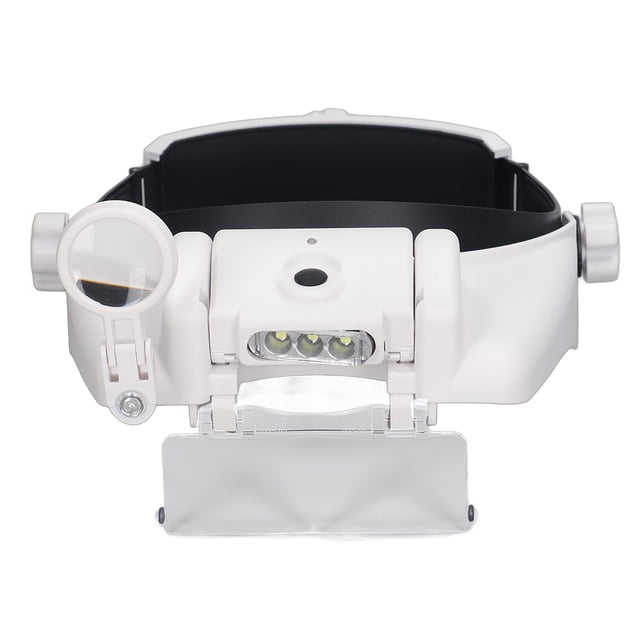 Lupa de cabeza recargable con LED y 4 lentes para reparación de lectura
