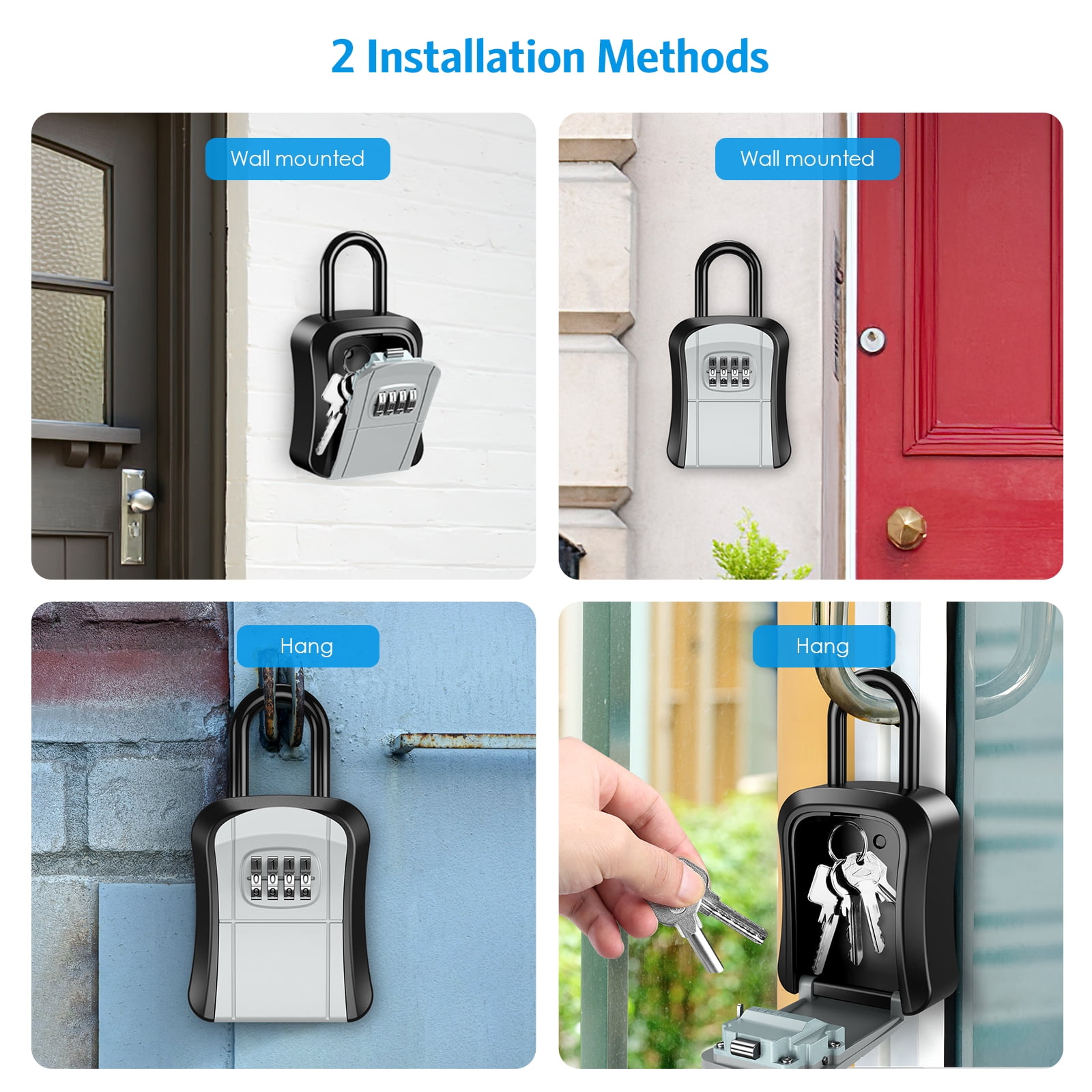 Key Lock Box, AMIR Key Box Outside Safe Box for Keys with