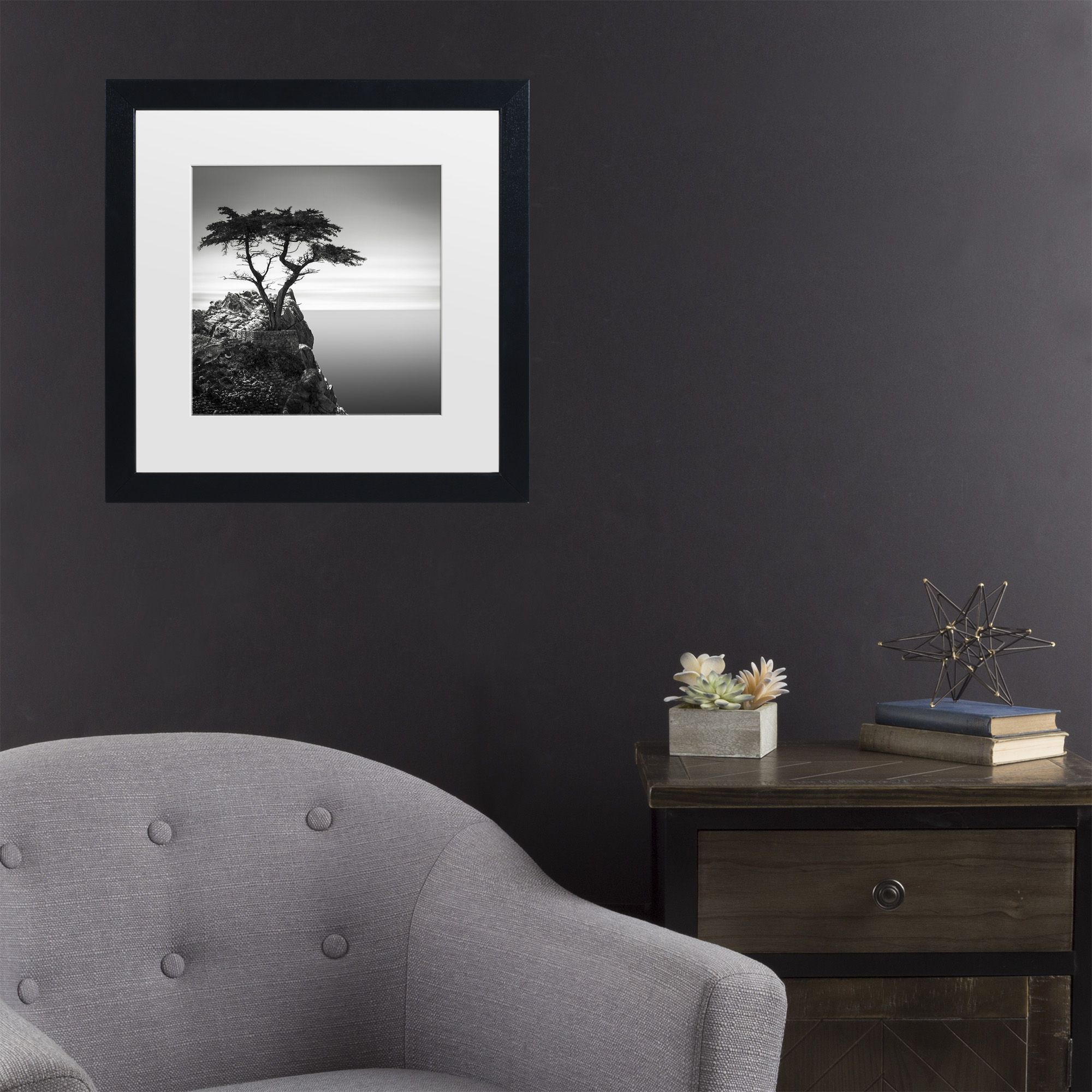 Dave MacVicar 'The Lone Cypress' Matted Framed Art