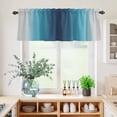 thumbnail image 5 of 3 Piece Kitchen Curtains and Valances Set Blue Teal Grey Ombre Cafe Curtains 24 Inch Length Farmhouse Gradient Minimalist Valance & Tier Curtain for Living Room Bedroom Small Window 54"x18"+27"x24"*2, 5 of 6