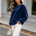 thumbnail image 6 of Enjoytime Crewneck Sweatshirts Women Long Sleeve Velvet Pullover Tops Solid Trendy Casual Soft Oversized Sweatshirt, 6 of 8