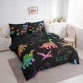 thumbnail image 2 of Homewish Colorful Dinosaur 7-Piece Twin Bedding,Cute Animals Silhouette Bedding Comforter Set,Black,Black Reversible, 2 of 8