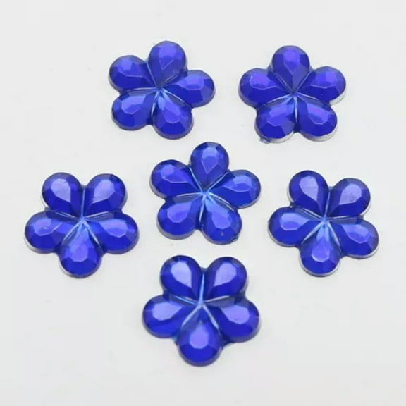 U8MO 200 Acrylic Flatback Flower Rhinestone Gem 15mm Various Color DIY Embellishments-Royal Blue