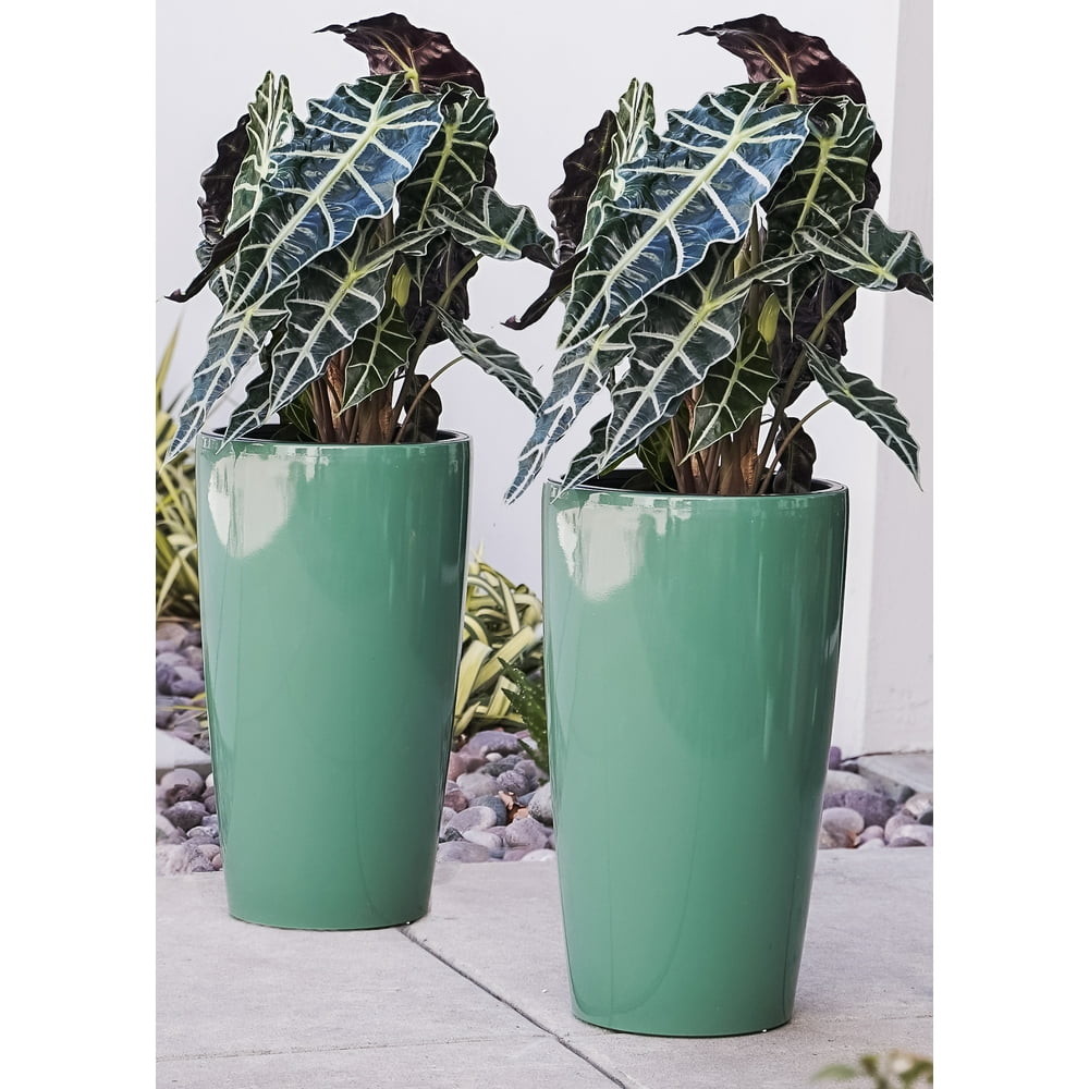 XBrand Nested Plastic Self Watering Indoor Outdoor Round Tall Planter