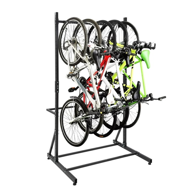 Kojooin Porte-Vélo Autoportant pour 5 Vélos, Étagère de Rangement Verticale Intérieure à Hauteur Réglable, Support de Vélo en Acier Robuste, Capacité de 300 Lb