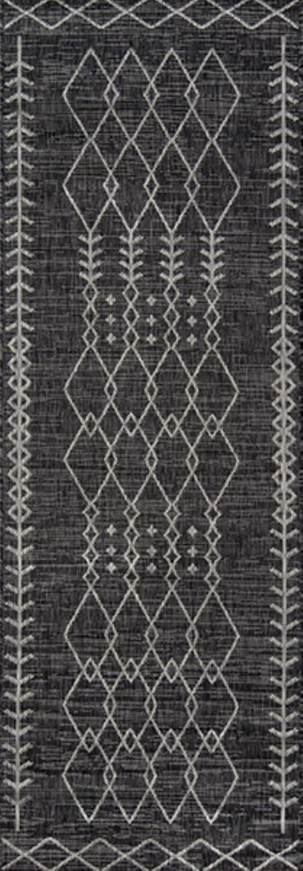 Machine Made Charcoal Charcoal Indoor/Outdoor Rugs