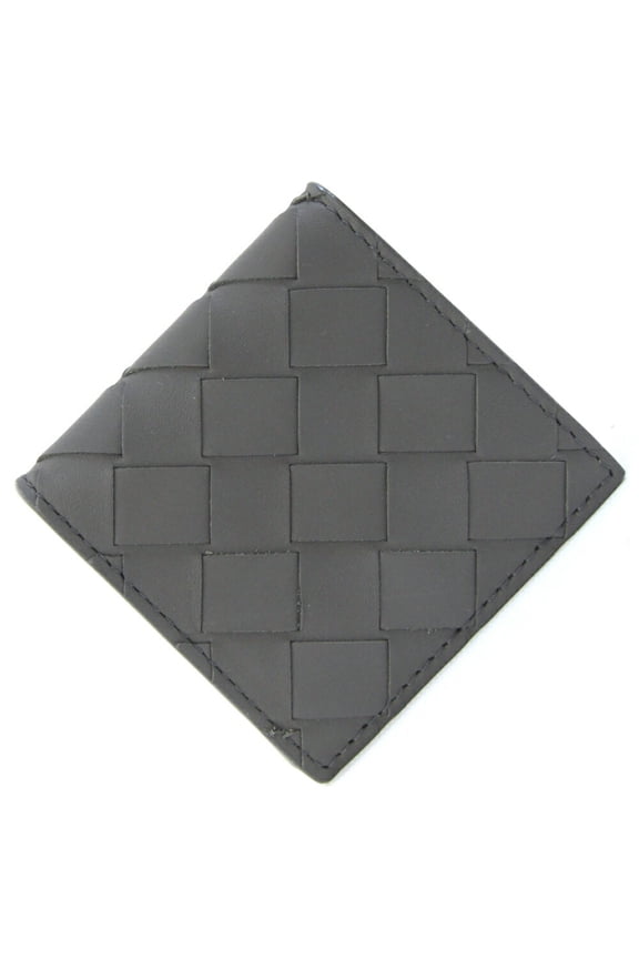 Pre-Owned Bottega Veneta Intrecciato Coin Case 596579 Dark Gray Leather Compact... (Good)