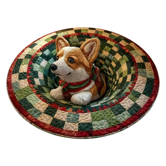 Adorable Corgi Christmas 3D Rug Christmas Optical Illusion Rugs, Decorative Rugs with Depth Pattern Theme, Holiday Decorations Christmas's Area Rug for Living Room 47in