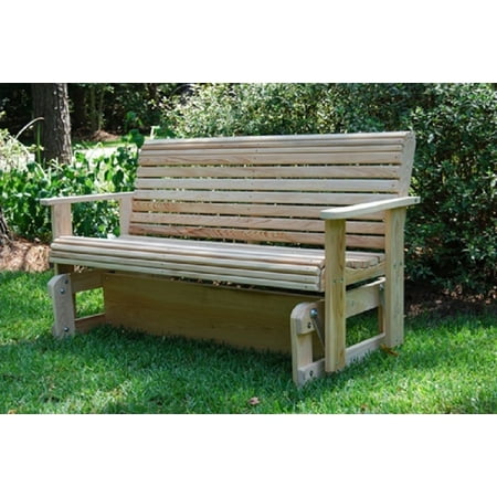 Exterior Seating All Weather Furniture Outdoor Patio Garden Lawn Exterior Porch Rot-Resistant Cypress Wood Contoured Seat 4Ft Natural Roll Glider ()