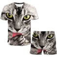 thumbnail image 1 of 2 uds nuevos conjuntos de gatos para niños, camisetas de manga corta de verano para niños y niñas, trajes de pantalones cortos, ropa para niños, camiseta, pantalones cortos, trajes 8T Gao Jinjia LED, 1 of 2