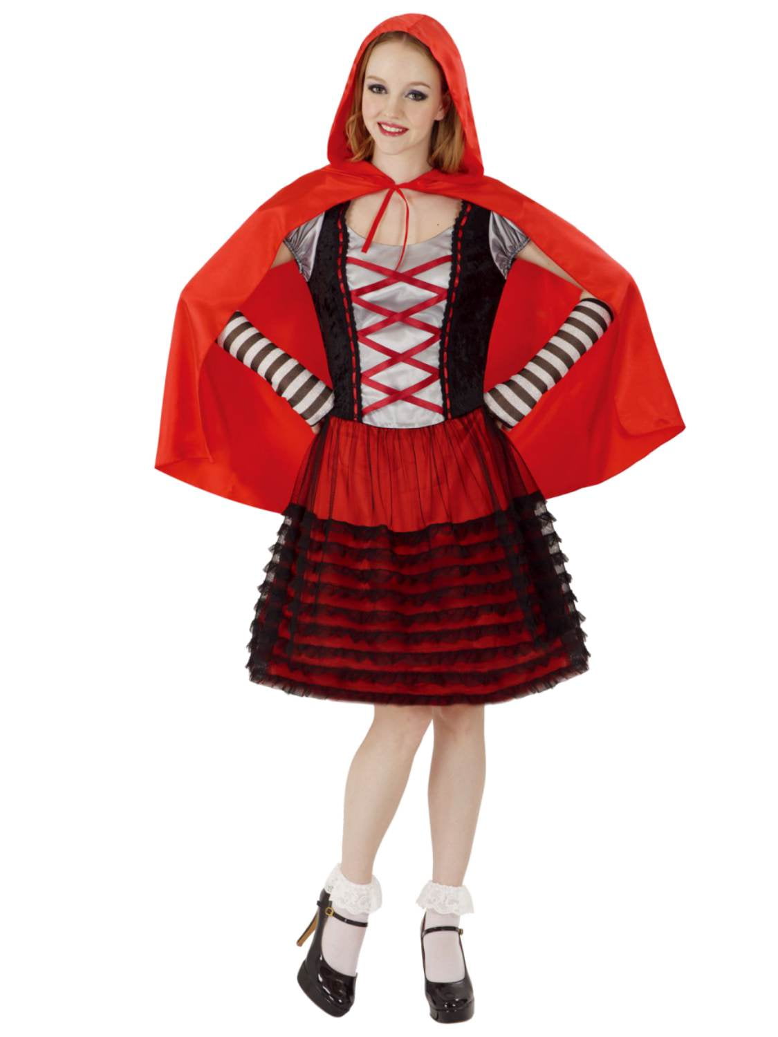 Womens Wicked Red Riding Hood Halloween Costume Dress Hooded Cape ...