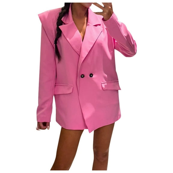 kamemir Blazer Women Women's Long Sleeve Classic Draped Open Front Lightweight Blazer(Hot Pink,M)
