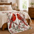 thumbnail image 6 of Facing Red Cardinals Within Berry Branch Heart, Soft Flannel Blanket with Naturalistic Winter Illustration Print, Housewarming Gift and Home Decor for Bedroom and Living Room, 6 of 7