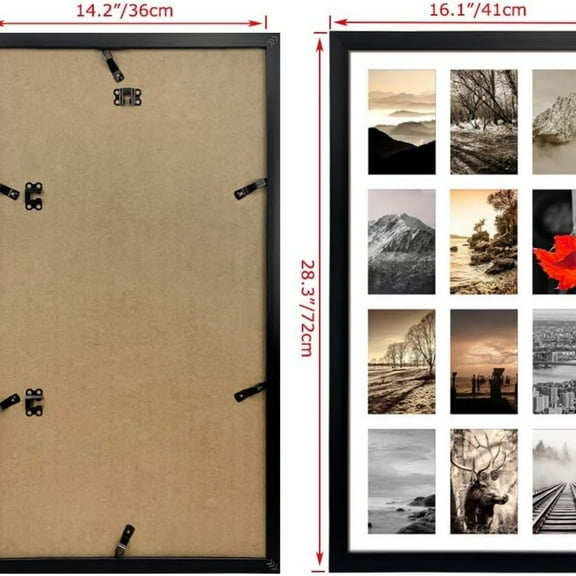 12 Opening 4x6 Black Collage Picture Frames Set of 2, Multiple Frames for Displaying 6x4 Photos with White Mat