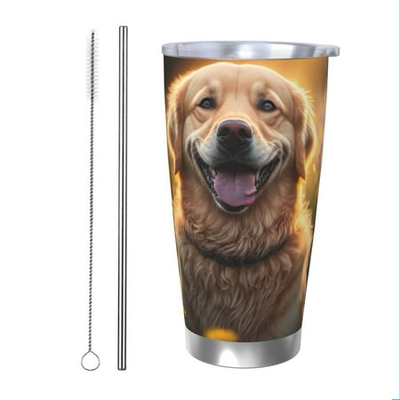

Vsdgher Sunset Daisy Dog 20 Oz Stainless Steel Vacuum Insulated Travel Mug Coffee Cup for Home Office Outdoor Works Great for Ice Drinks and Hot Beverage -Straw Two-piece Set