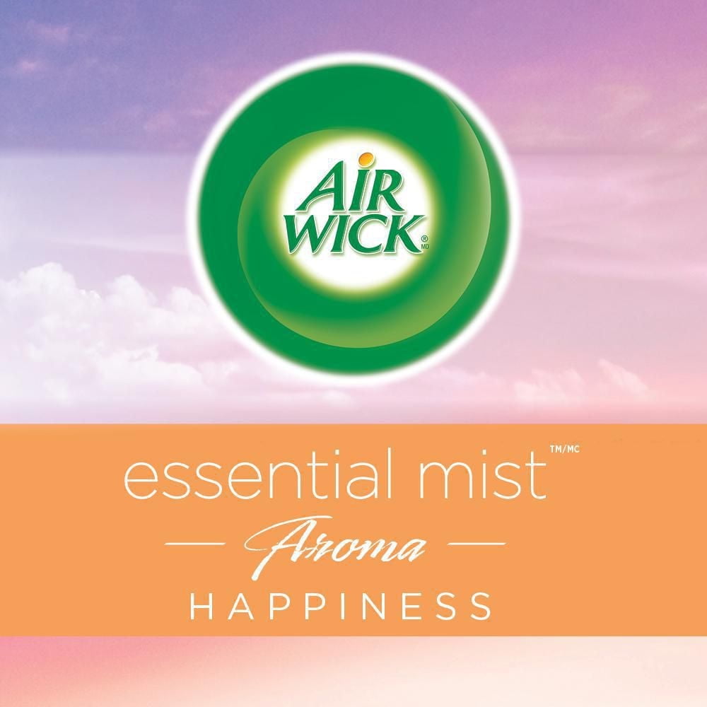 Recharge de diffuseur d'huile parfumée Air Wick Essential Mist, bonheur, 1 unité, assainisseur d'air