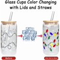 thumbnail image 2 of Color Changing Christmas Cup, Cute Color Changing Glass Cup, Bamboo Leakproof Lid & Steel Straw, Reusable Travel Mug for Iced Coffee, Smoothie, Cocktail, Xmas Party Decoration Gift Tumbler(380ML),#A, 2 of 6