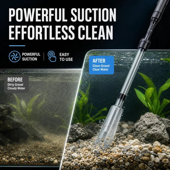 Aquarium Gravel Cleaner Automatic Fish Tank Siphon Water Changer Vacuum Sand Washer Fish Poop Suction for Fish Tank Maintenance Cleaning