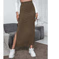 thumbnail image 7 of SOMER Skirts For Women Split Ribbed Knit Bodycon Skirt Waisted Side Slit Pencil Long Maxi Skirts, 7 of 7