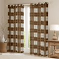 thumbnail image 2 of Homewish Classic Geometric Plaid Black Out Curtains,Modern Geometric Curtains Pack of 2 (42x63 Each),Brown Grid Bedroom Curtains For Boys Kids,Super Cozy Room Decor, 2 of 6