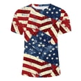 thumbnail image 5 of Itsame Fourth of July Independence Day Short T-Shirt Sleeve Mens American Flags Printed Short Sleeve Top, V-Neck Multicolor, 5 of 5