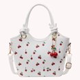 thumbnail image 6 of husxh Pu Leather Bucket Top-handle Bag Women Cherry Crossbody Bag & Pendant (White), 6 of 9