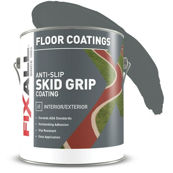 Skid Grip Anti-Slip Floor Coating, Slip-Resistant Pavement, Cement and Concrete Paint, Slate, 1 Gallon