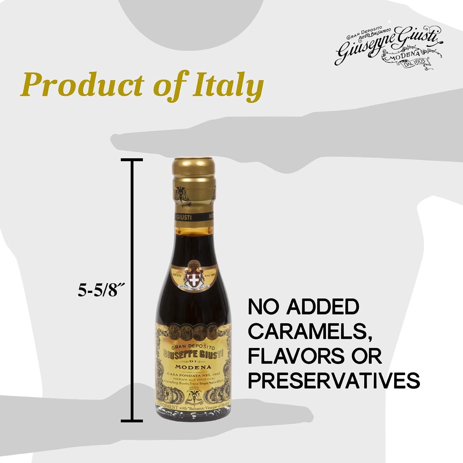 Giusti Balsamic Vinegar of Modena IGP – Extra Thick & Rich Aceto Balsamico di Modena, Matured in Traditional Aging Casks - 4 Gold Medals, with Box, Made in Italy - 3.38 fl oz (100 ml) - Pack of 1