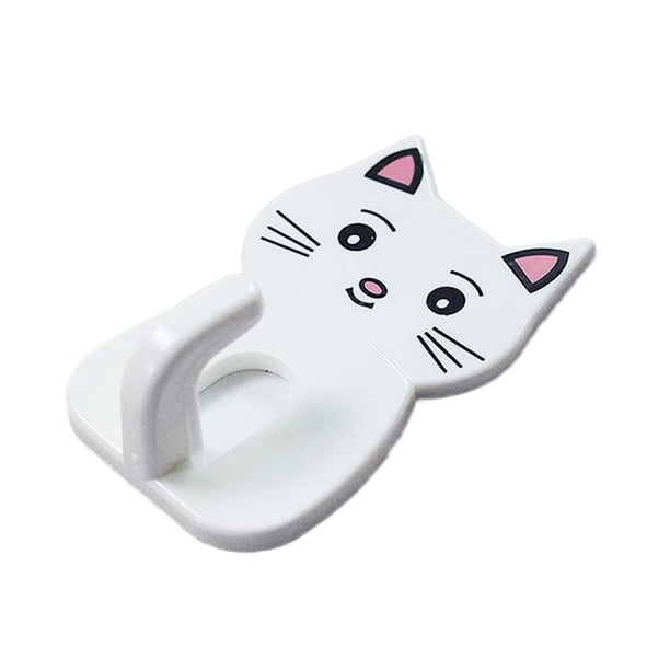 Ganchos autoadhesivos para decoración de pared de dibujos animados bonitos para puerta de gato, ganchos para cocina, cuchara, artículos varios, percha, toalla, gancho, ganchos decorativos para pared p Feliz Sencillez