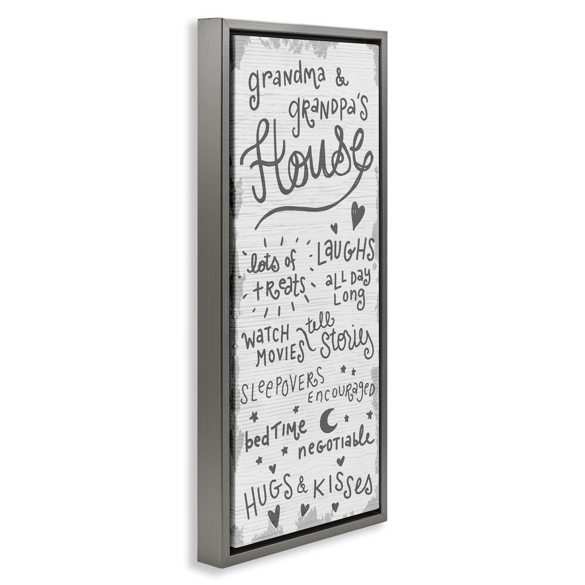 Stupell Industries Grandparents House Fun Family Inspirational Painting Gray Floater Framed Canvas Art Print Wall Art, 15 x 31