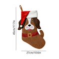 thumbnail image 3 of Tuvgenk Brown Dog Christmas Stocking, 17.7 inch Cartoon Puppy Xmas Stocking with Santa Hat, Bone Shape Pet Holiday Decor for Fireplace Mantel Tree, 3 of 6