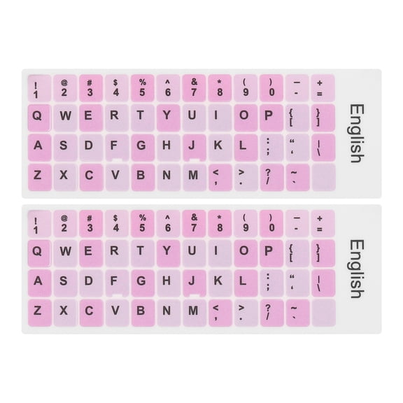 Uxcell Universal English Keyboard Stickers, Replacement Keyboard Stickers Pink Background W Black Lettering 2Pcs