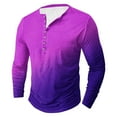 thumbnail image 3 of LODIENY Men's Henley Shirts Classic Casual Tie Dye Gradient Print Basic Workout Tee Shirts Big and Tall Regular Fit Long Sleeve Cotton Button Ombre T Shirts Multicolor#36 M, 3 of 5