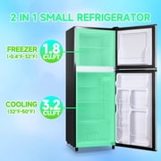TACOOL 5.0 Cu.ft Small Refrigerator Mini Fridge for Bedroom Drink Holder Large Capacity Suit for Home, Apartment, Office SILVER