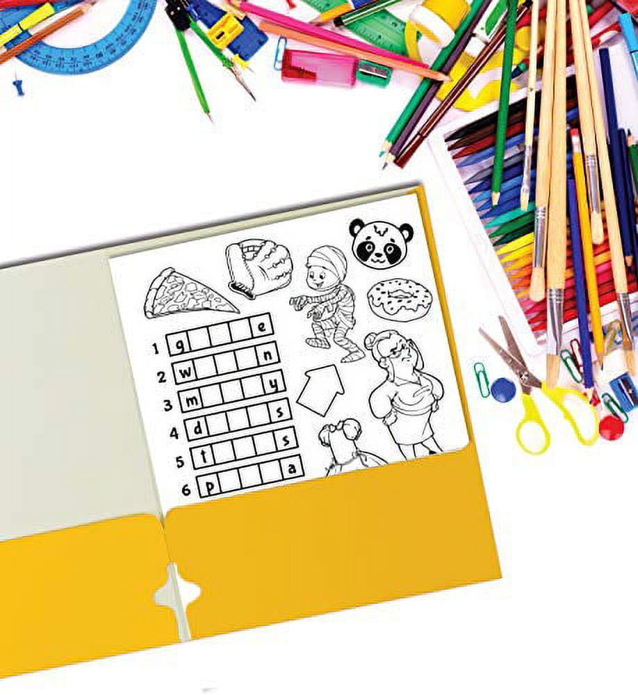 Two Pocket Portfolio Folders, 50-Pack, Yellow, Letter Size Paper Folders, by Better Office Products, 50 Pieces, Yellow