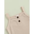 thumbnail image 5 of Baby Boy Girl Romper Solid Color Square Neck Sleeveless Jumpsuit, 5 of 8