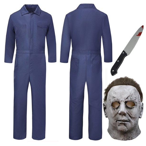 Adult Halloween CostumeDark Navy Coverall with Toy Knife, Halloween
